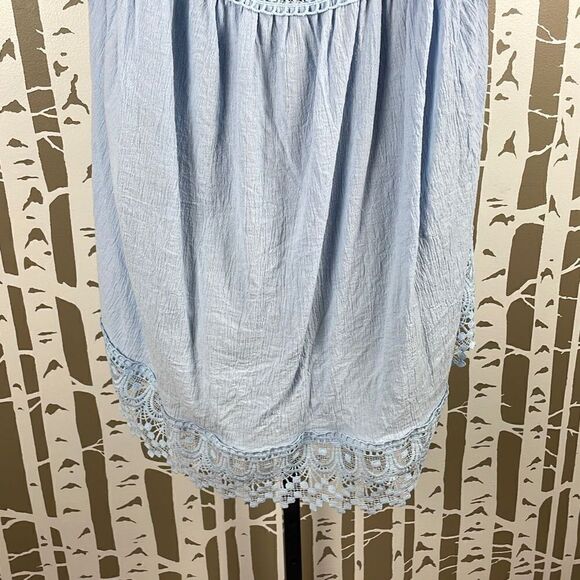 Unbranded Baby Blue Lace Trim Gauze Tie Back Top 2XL - Picture 7 of 9